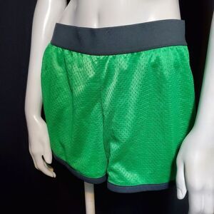 Danskin Now Green Athletic Shorts with Gray Trim (M)